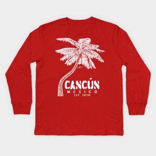 Cancun, Mexico Palm Tree Kids Long Sleeve T-Shirt